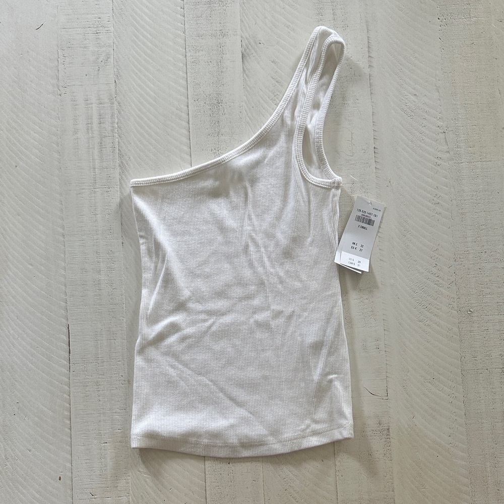 Abercrombie & Fitch White One-Shoulder Tank Top